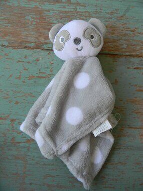Gentle Steps Gray Panda Bear Lovey Baby Plush Security Blanket Polka Dot